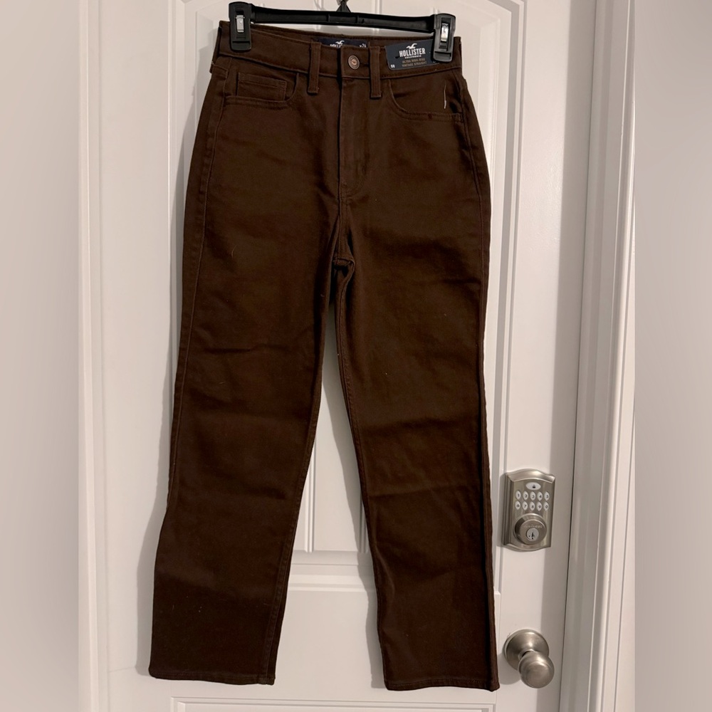Great Hollister size 24 0 brown ultra high vintage straight jeans NWOT